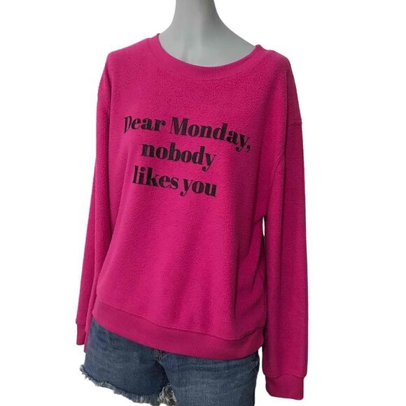D Dear Monday Nobody Likes You NoBo Pink Sweatshirt size large - Picture 6 of 10